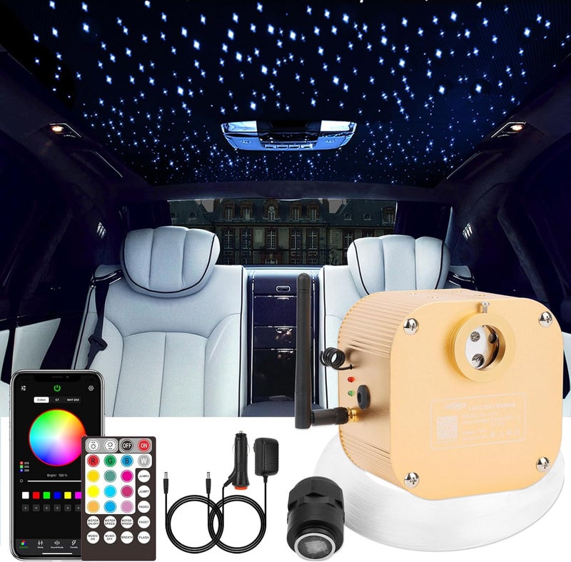 CHINLY Starlight Headliner Kit Twinkle, 16W 550pcs 13.1ft 0.03in Star Lights for Car, Fiber Optic Ceiling Light, RGBW LED Bluetooth APP+Remote+Star Light Headliner Kit for Home Theater - Image 1